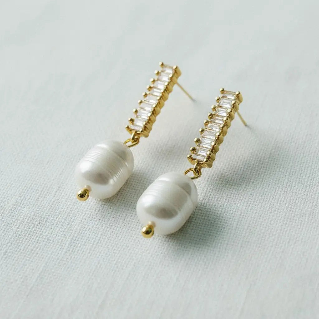 Artisan Vintage Gemstone Pearl Drop Earrings