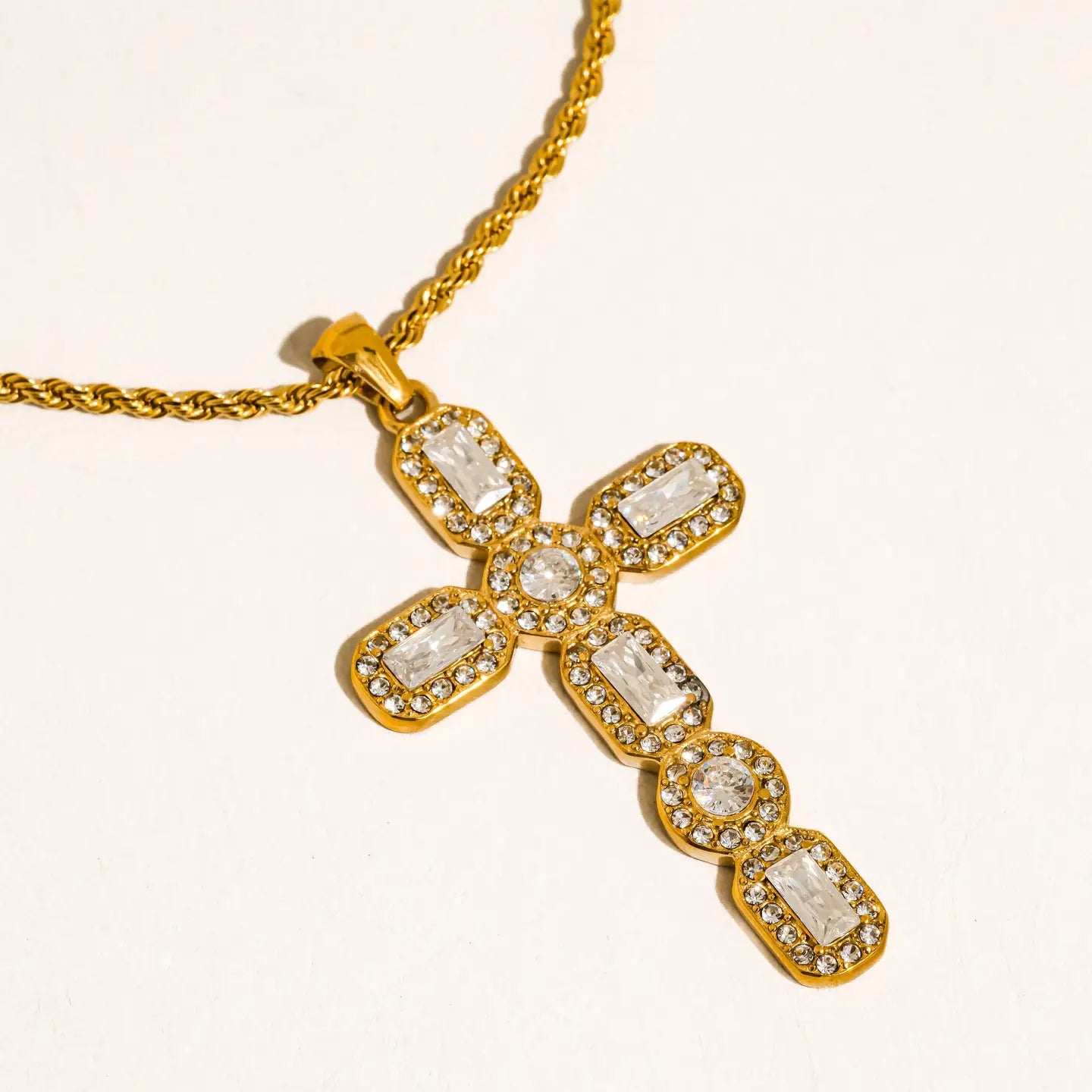 Belrose 18K Gold Non-Tarnish Cz Cross Necklace