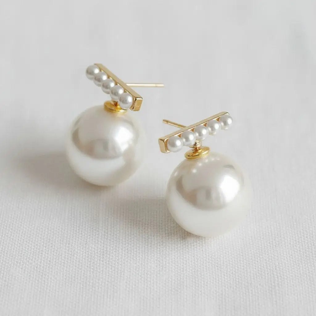 Geometric Pearl-Inspired Drop Earrings
