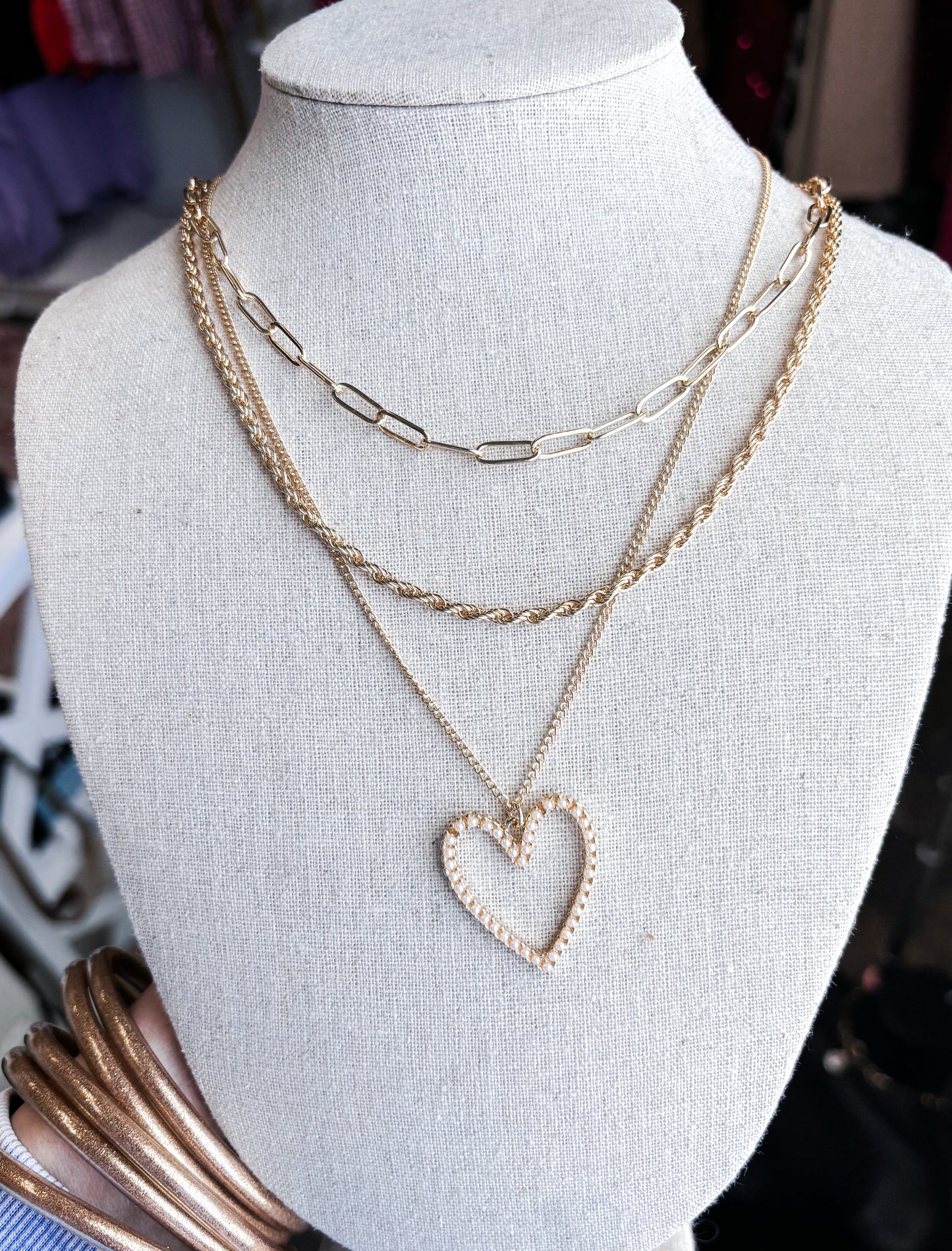 layered heart necklace