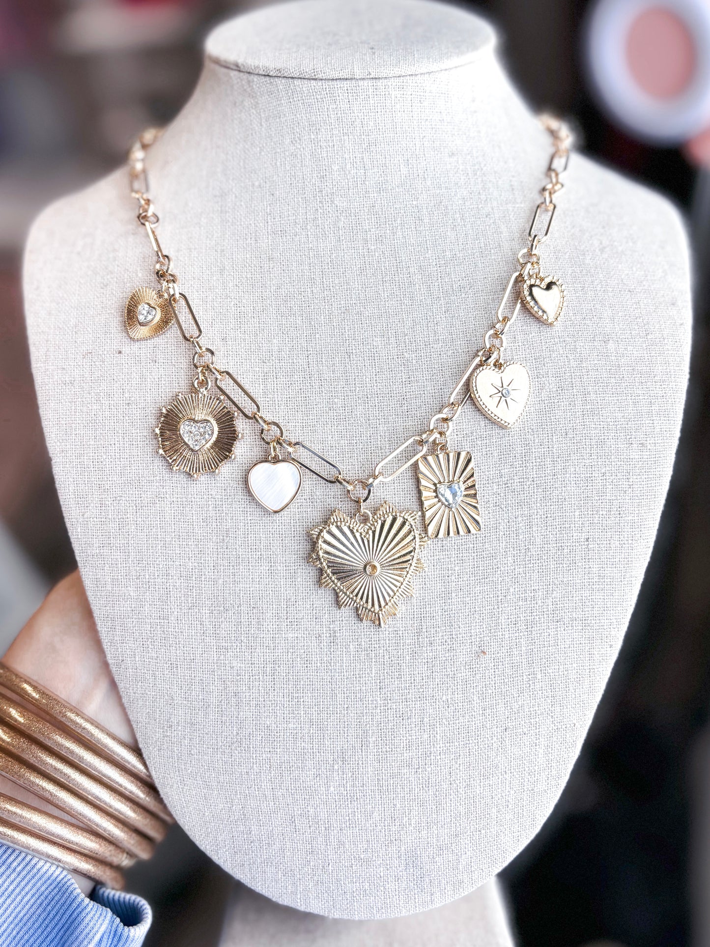 charm necklace-hearts