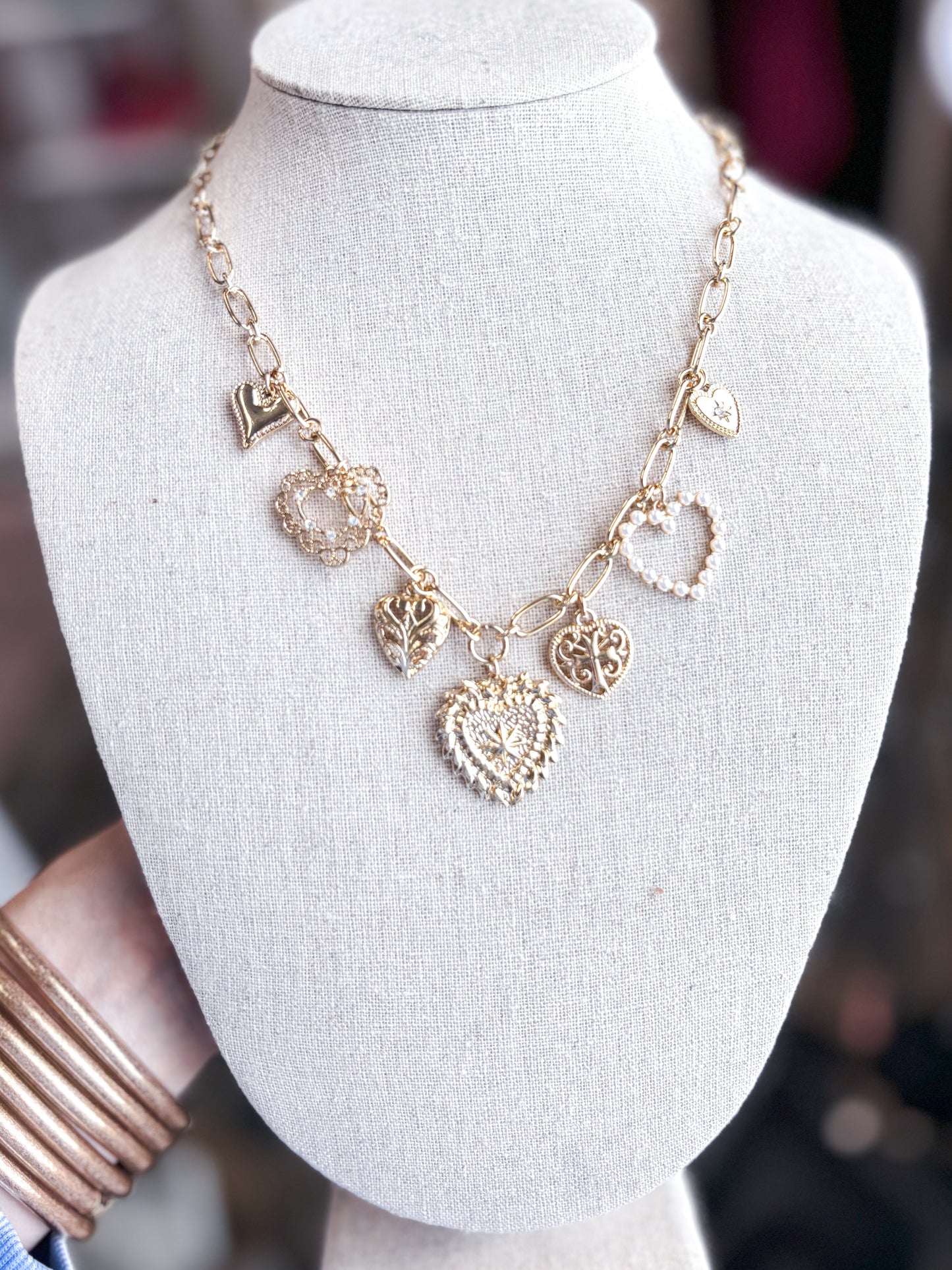 charm necklace-pearl