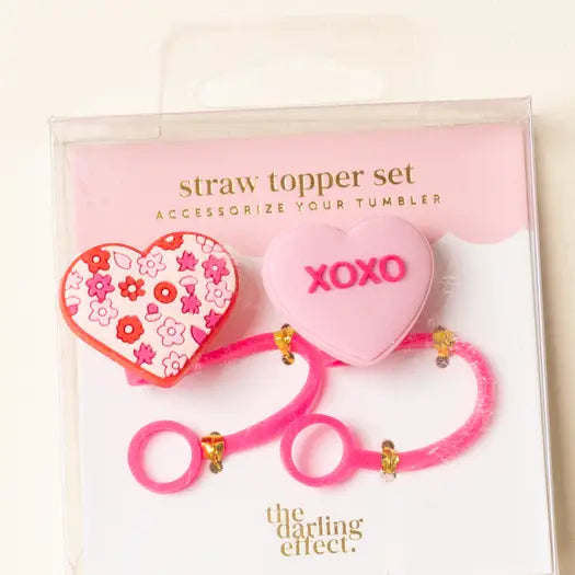 Straw Topper Set-Hugs & Kisses