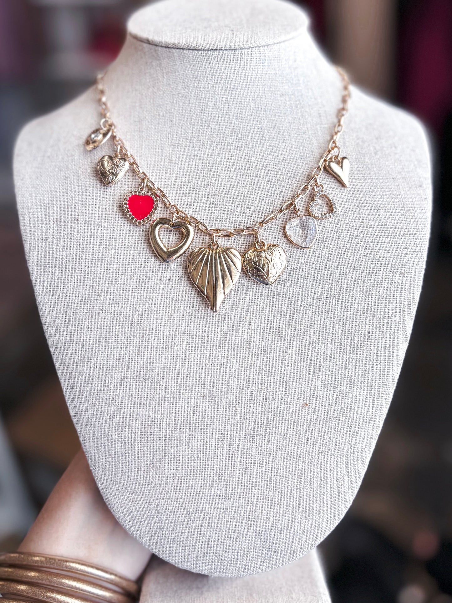 charm necklace-red heart