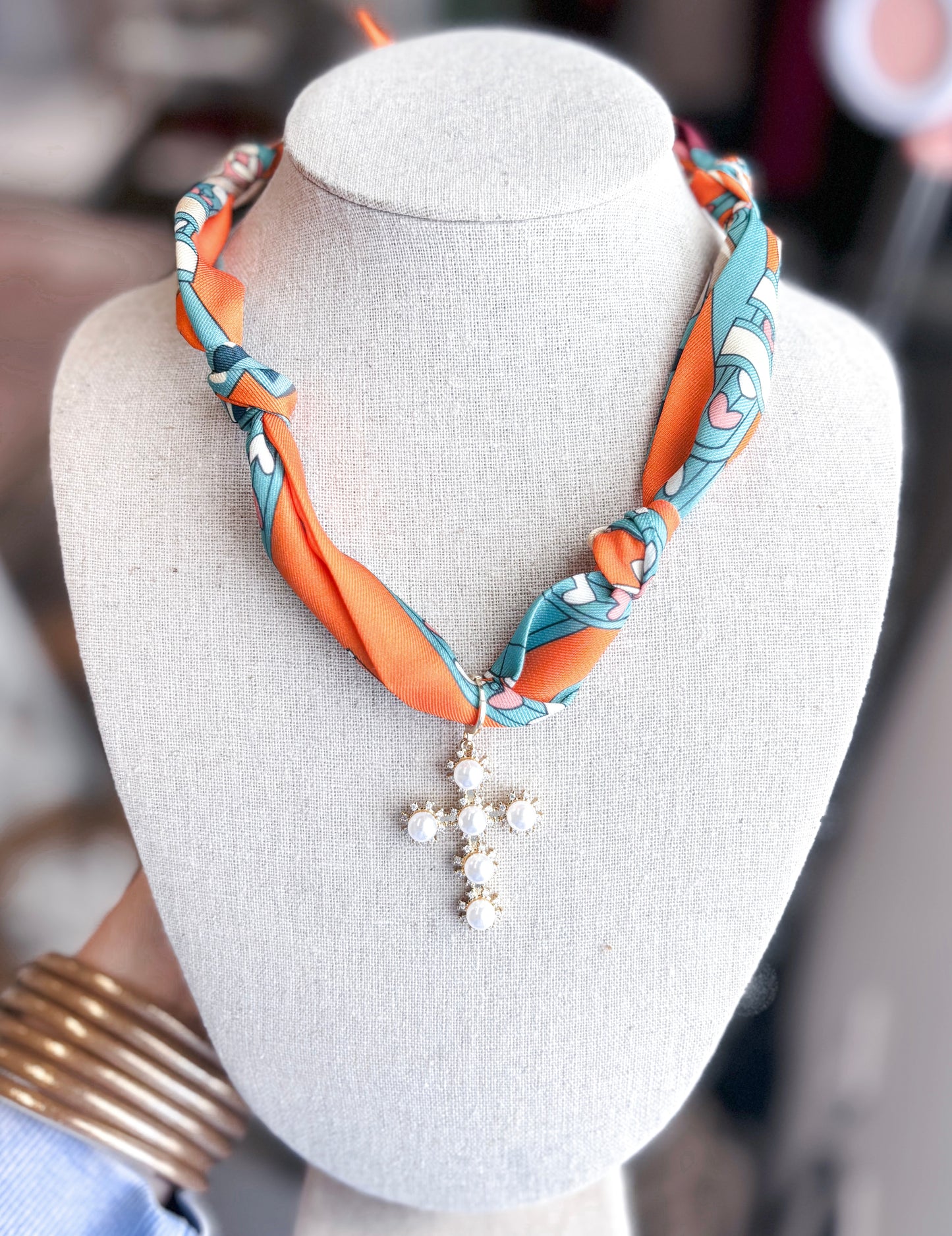 scarf charm necklace-brooke
