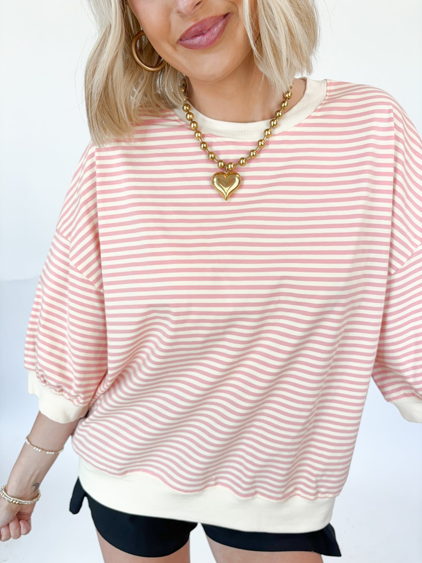 Daily Stripe Top- pink