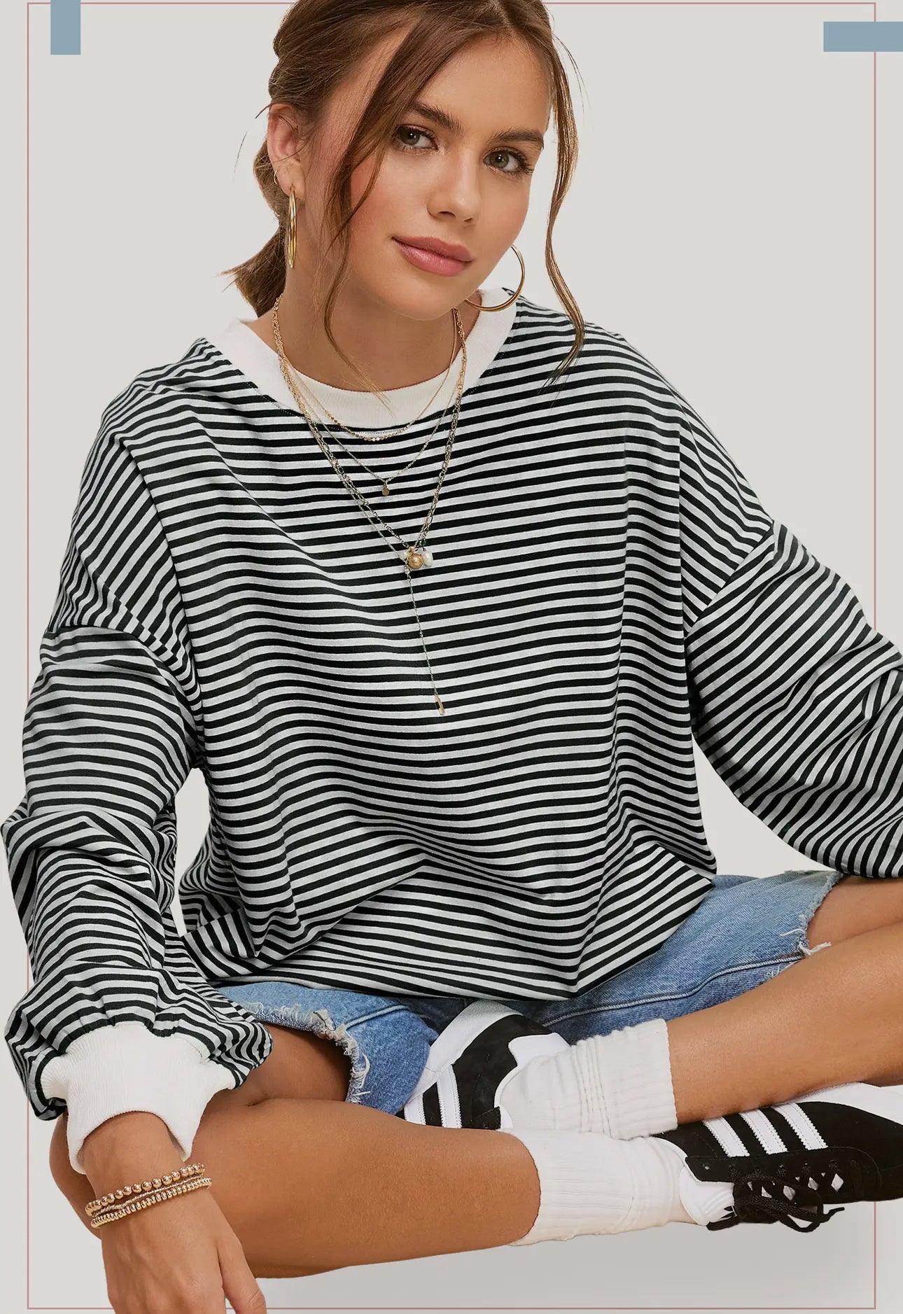 Stripes & Sleeves Top - black