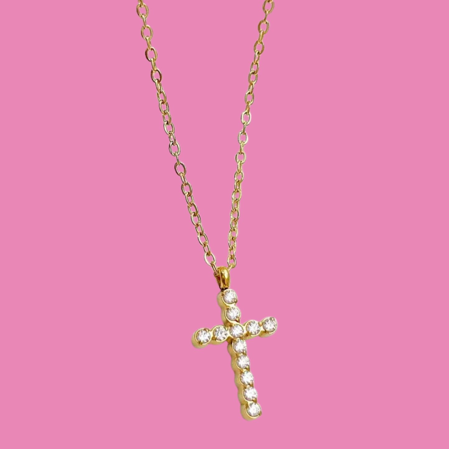 18K Stainless Steel Tarnish Free Cross Necklace