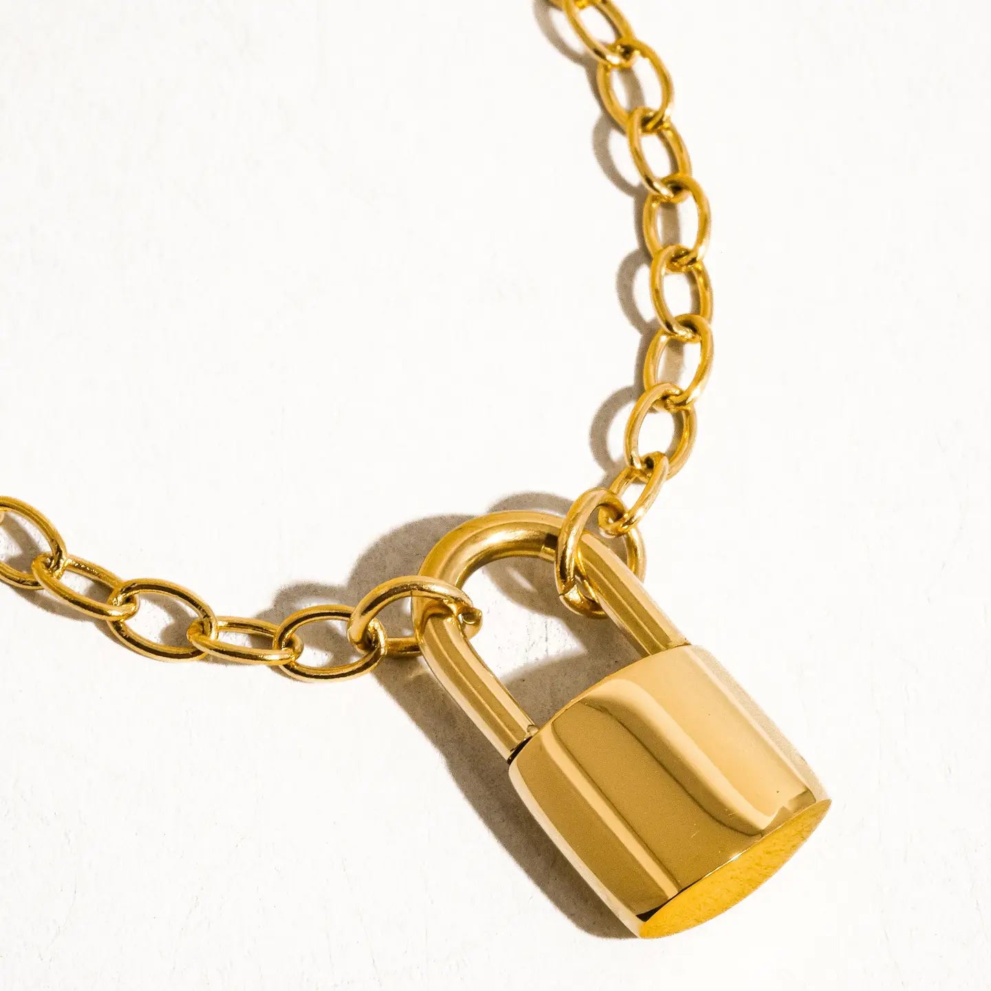 Locky 18K Non-Tarnish Lock Chain Necklace