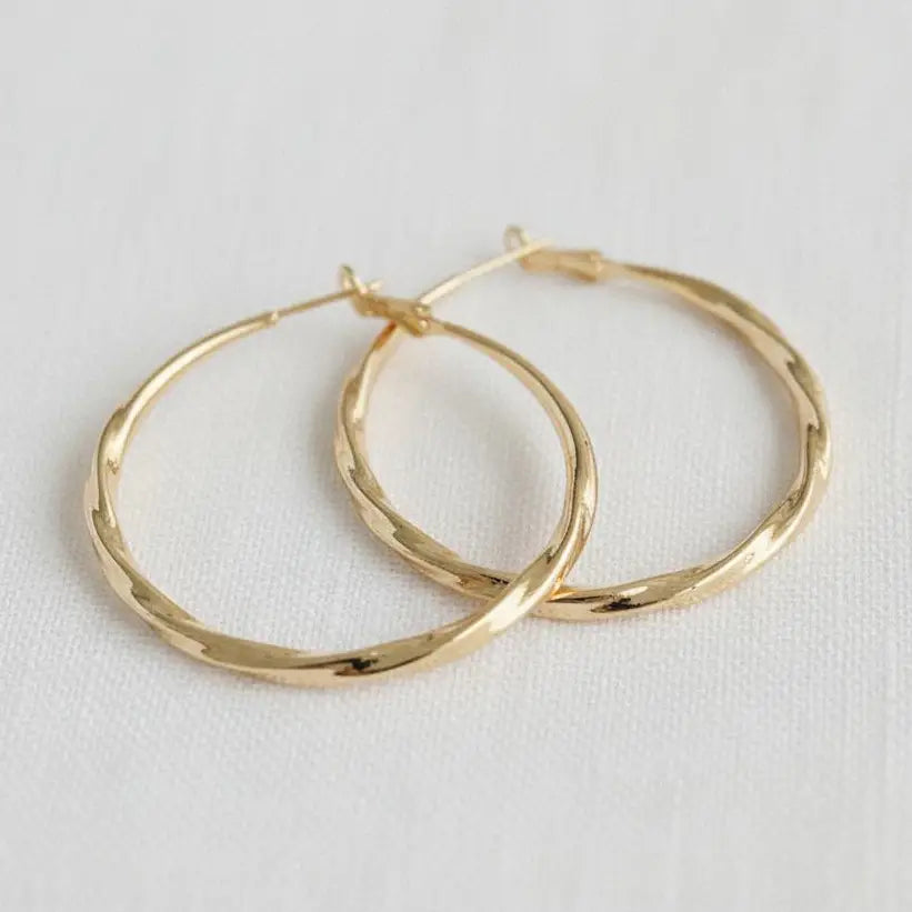 Gold Plated Vintage Inspired Chunky Hoop Earrings