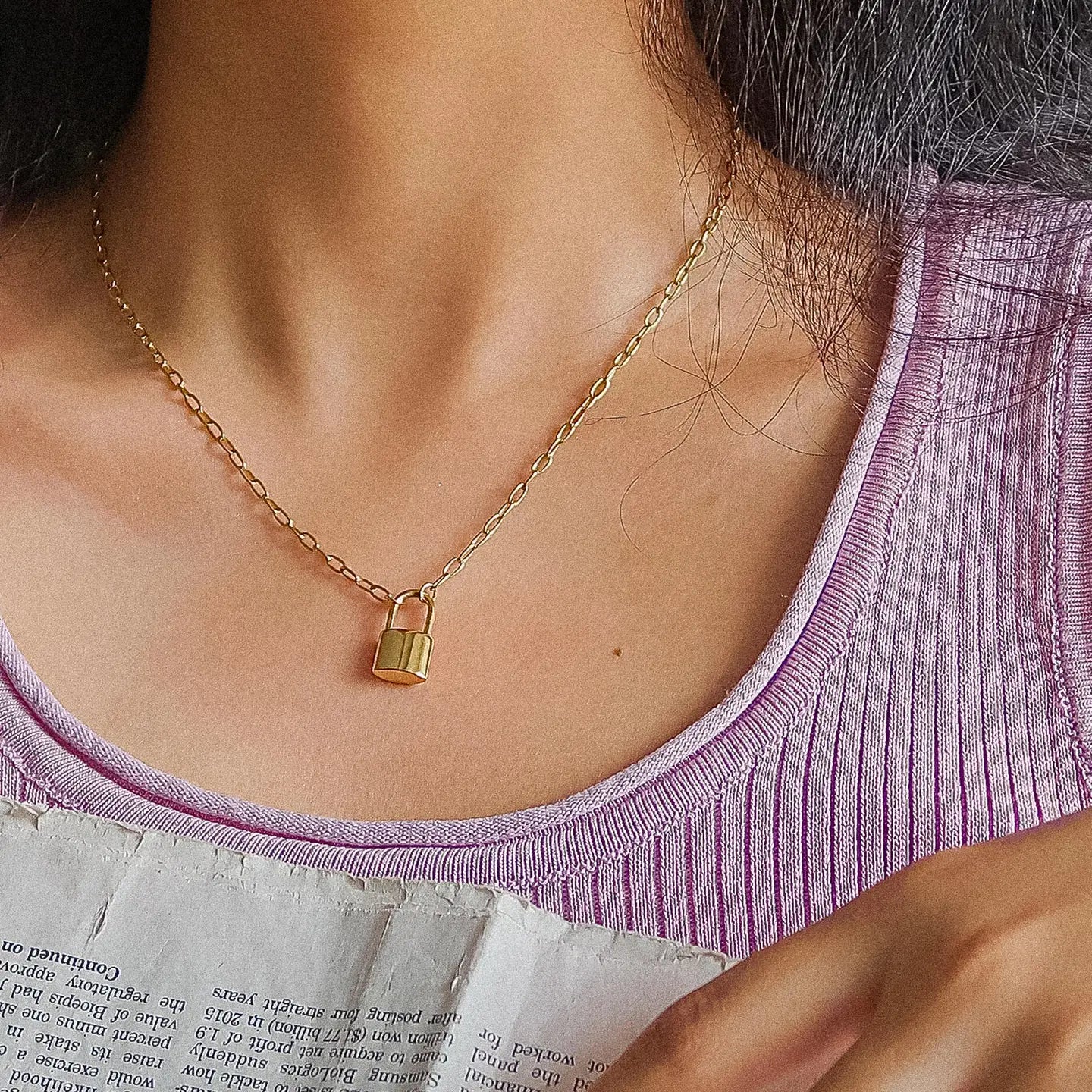 Locky 18K Non-Tarnish Lock Chain Necklace