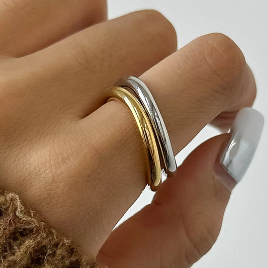 Andrée 18K Gold Non-Tarnish Double Two Tone Ring