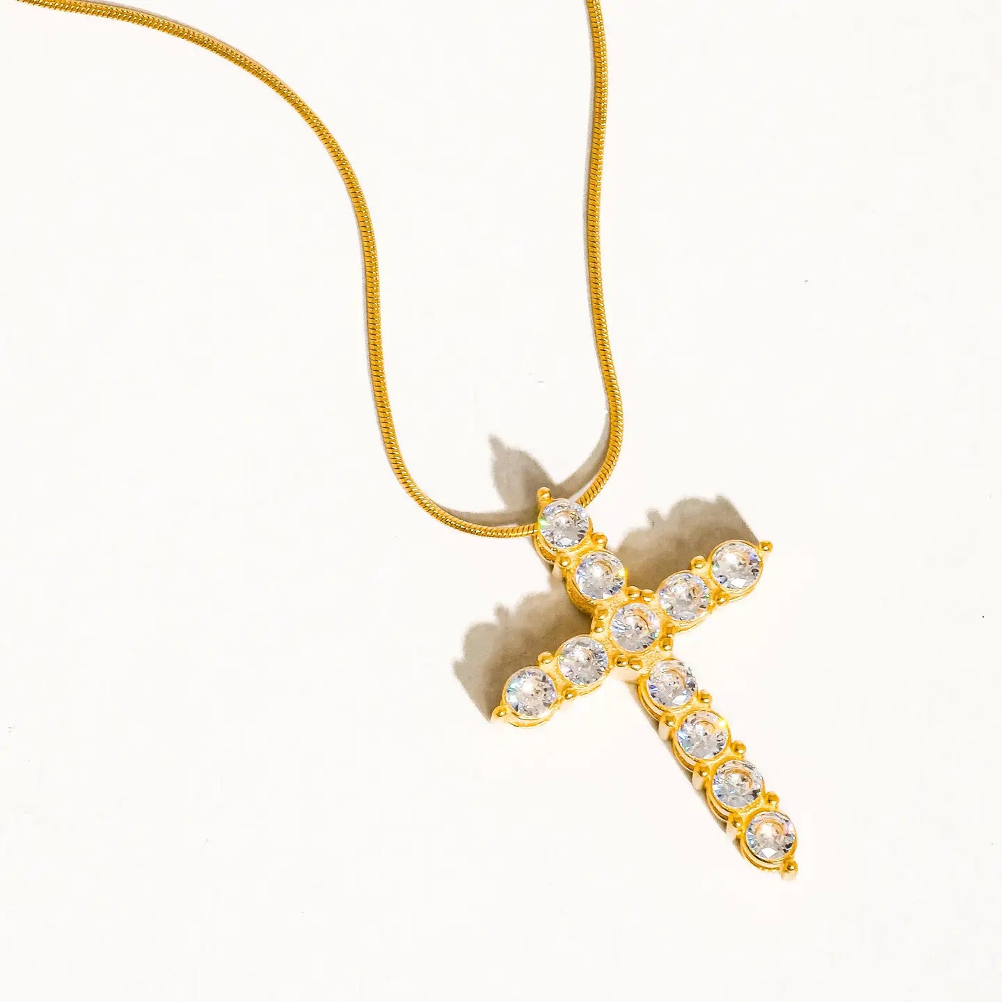 Raeven 18K Gold Non-Tarnish Cz Cross Necklace