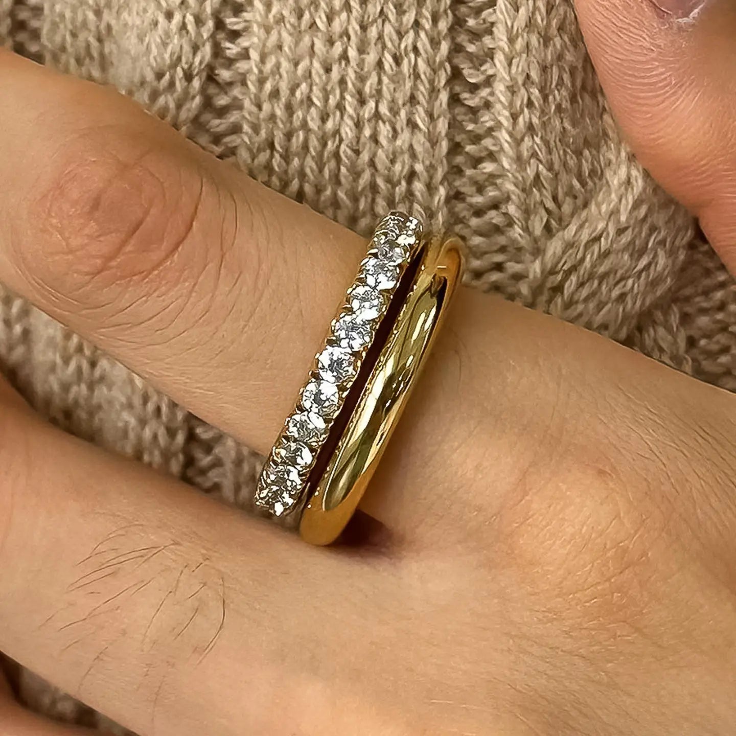 Justine 18K Gold Non-Tarnish Cz Double Hoop Ring