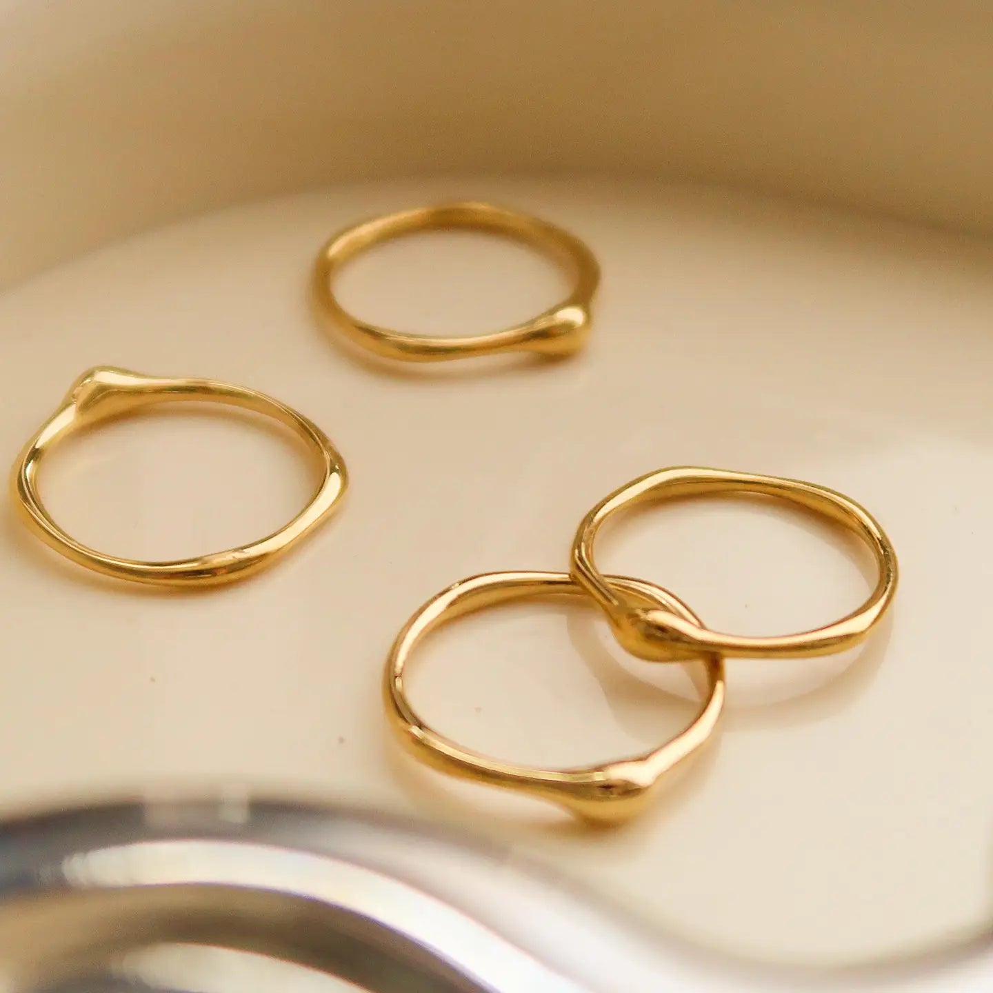 Rowena 18K Gold Non-Tarnish Minimalist Band Rings