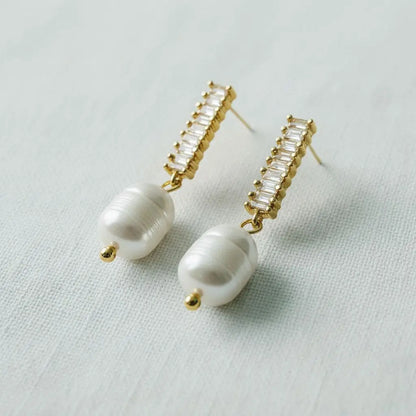 Artisan Vintage Gemstone Pearl Drop Earrings