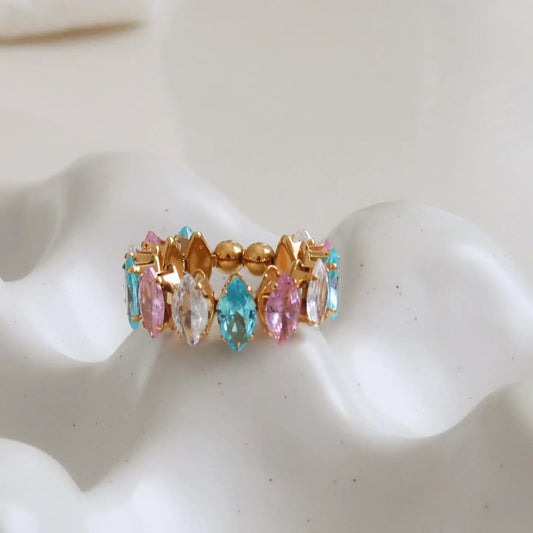 Briony 18K Gold Non-Tarnish Multi-Gemstone Eternity Ring