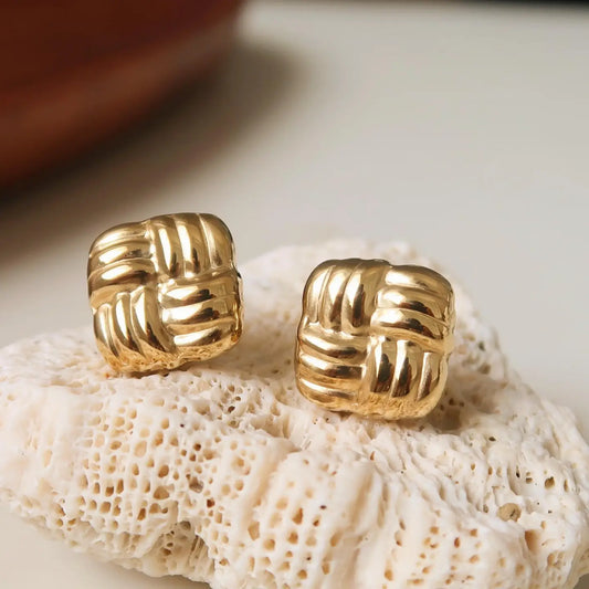 Luella 18K Gold Non-Tarnish Textured Knot Stud Earring