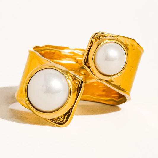 Chœur 18K Gold Non-Tarnish Pearl Abstract Ring
