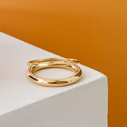Harvey 18K Gold Non-Tarnish Classic Double Band Ring