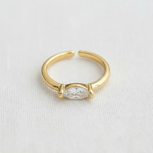 Retro Cubic Zirconia Open Adjustable Ring