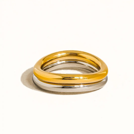 Andrée 18K Gold Non-Tarnish Double Two Tone Ring