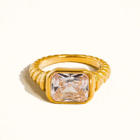 Laverne 18K Gold Non-Tarnish Cz Cocktail Ring