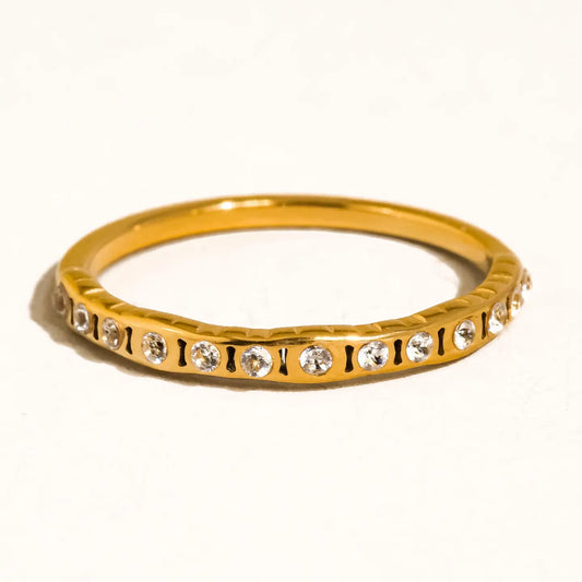 Flair 18K Gold Non-Tarnish Thin Cz Band