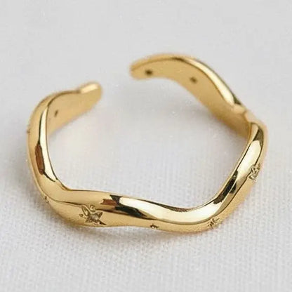 Wavy Gemstone Adjustable Ring