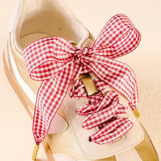 Step It Up Shoelaces-Gingham Red