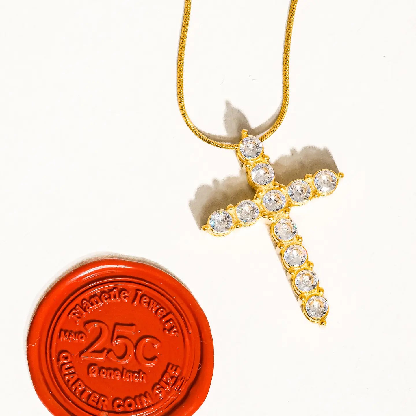 Raeven 18K Gold Non-Tarnish Cz Cross Necklace