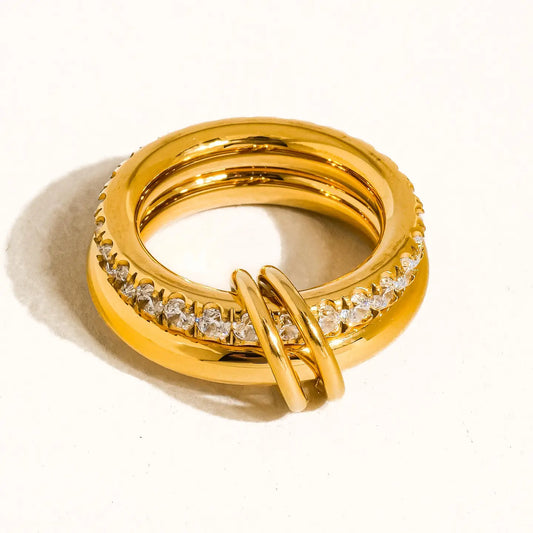 Justine 18K Gold Non-Tarnish Cz Double Hoop Ring