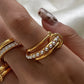 Danton 18K Gold Non-Tarnish Multi Stack Pearl Band Ring