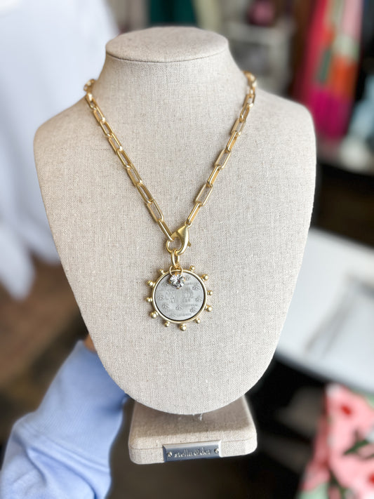 Bee medallion necklace