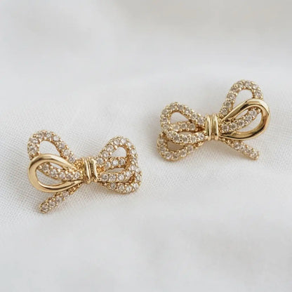 Cubic Zirconia Knot Bow Stud Earrings