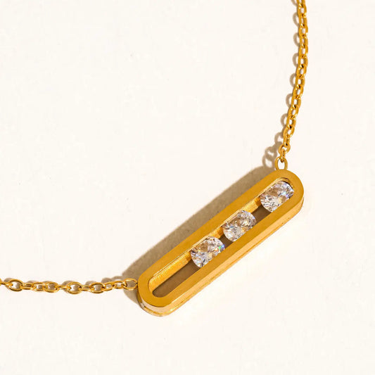 Yveline 18K Gold Non-Tarnish Bar Pendant Necklace