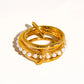 Danton 18K Gold Non-Tarnish Multi Stack Pearl Band Ring