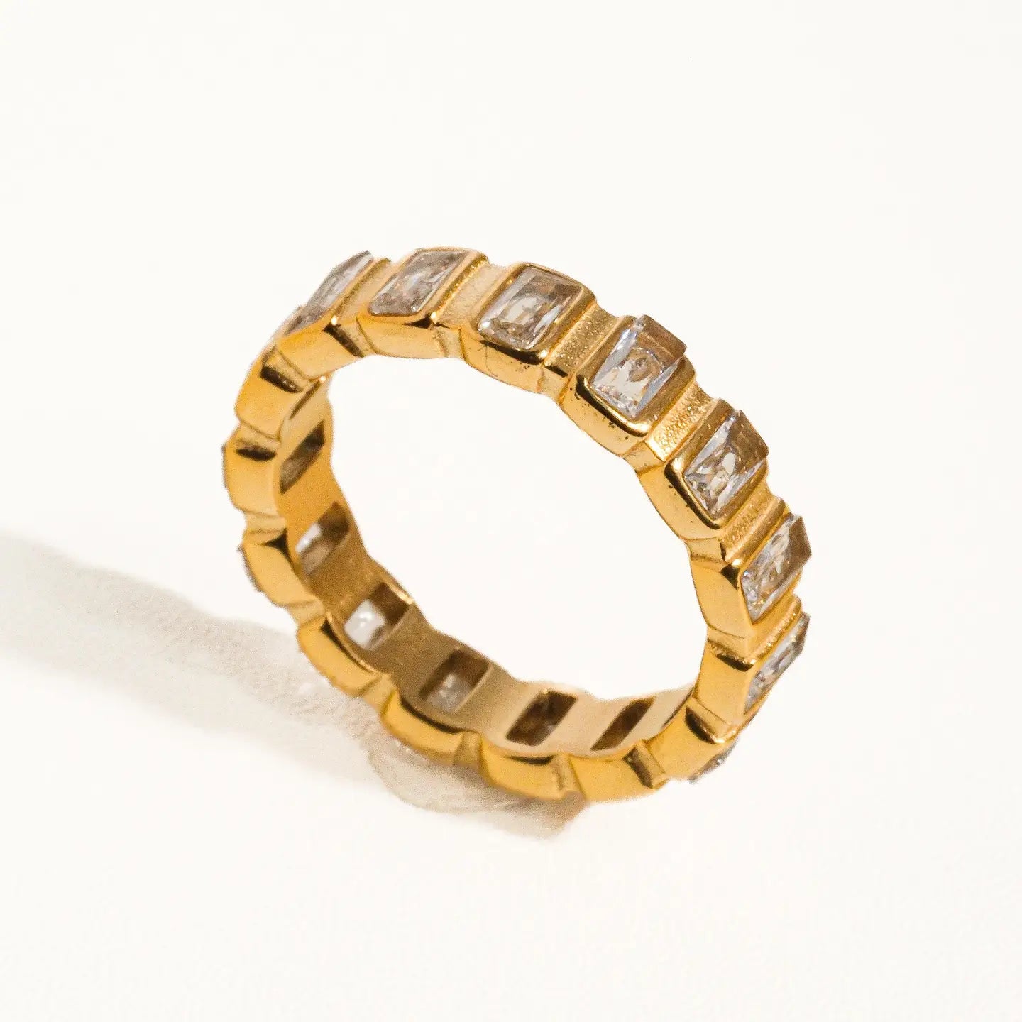 Sterling Gold Non-Tarnish Gold Rhinestone Ring
