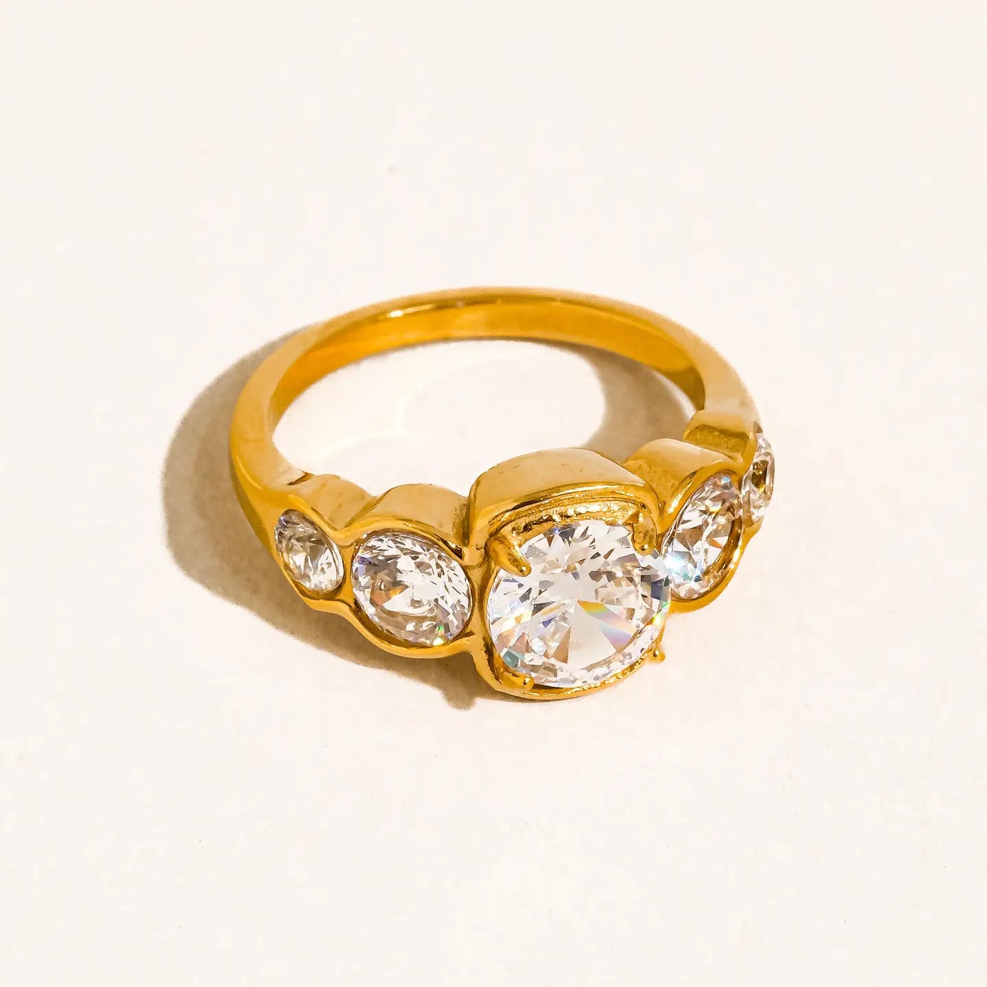 Irid 18K Gold Non-Tarnish Multi Cz Statement Ring