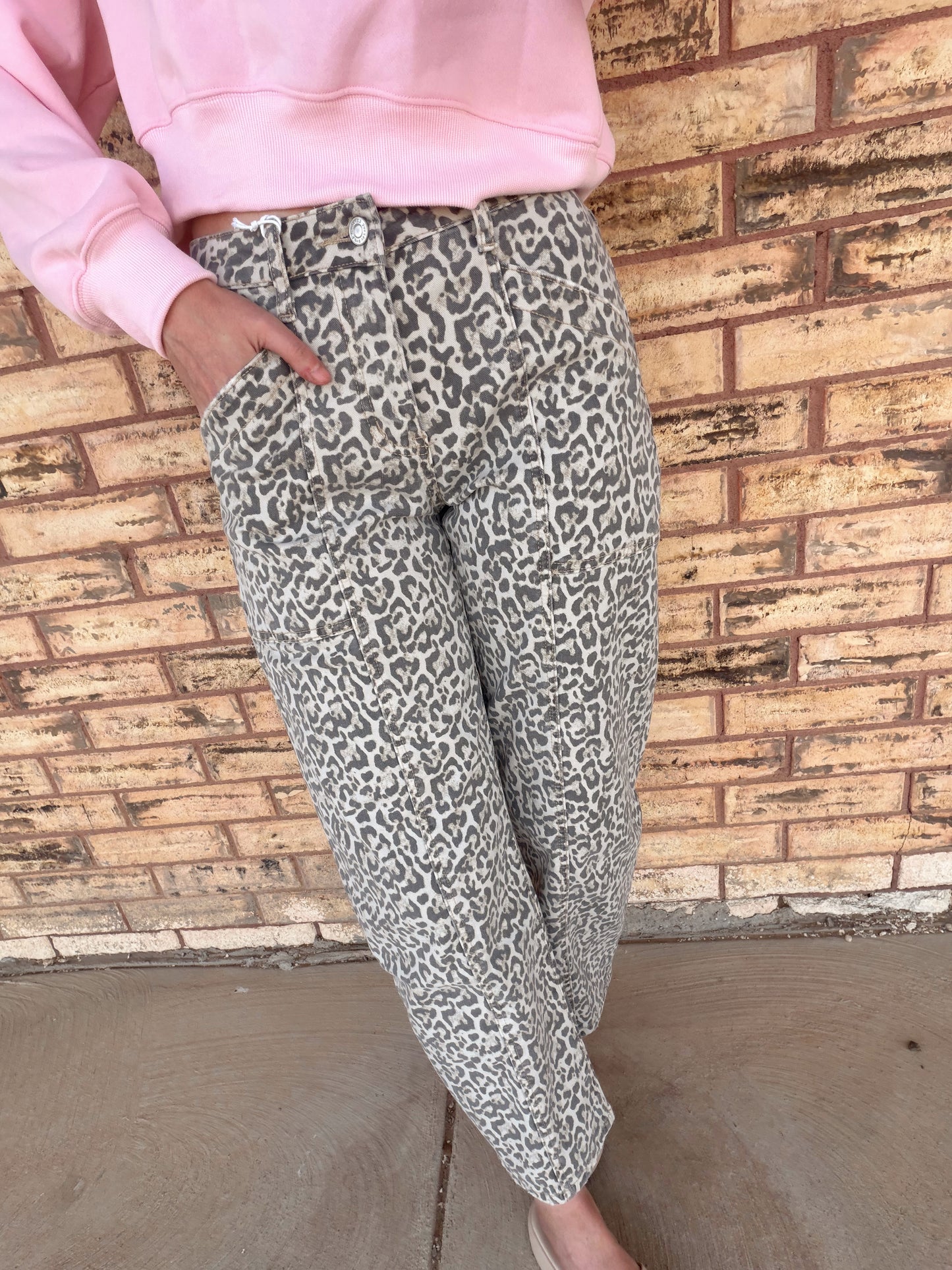 Leopard Barrel Jeans