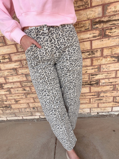 Leopard Barrel Jeans