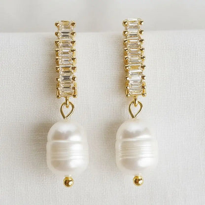 Artisan Vintage Gemstone Pearl Drop Earrings