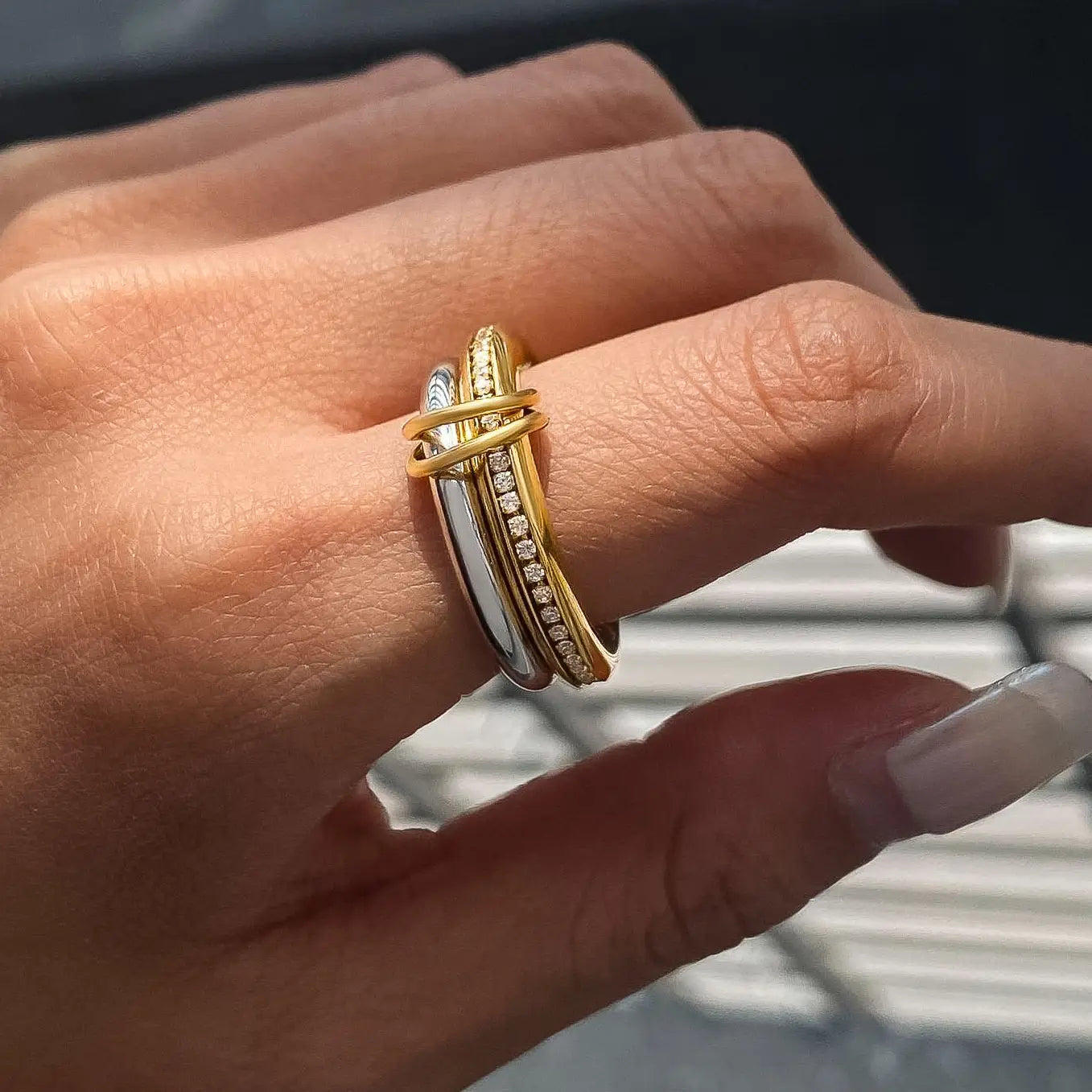 Bayard 18K Gold Non-Tarnish Multi Stack Cz Band Ring