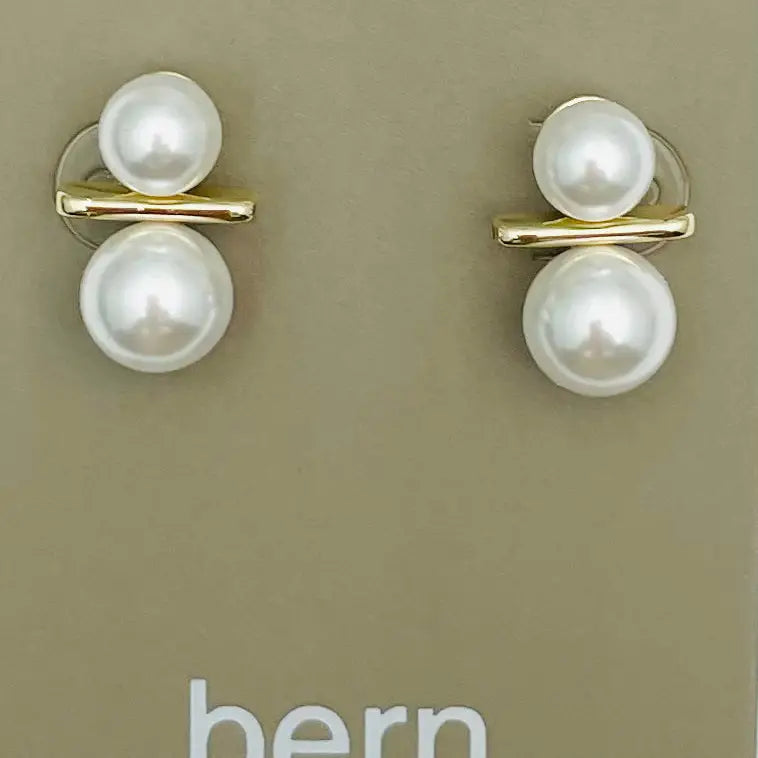 Golden - Double Pearl Stud
