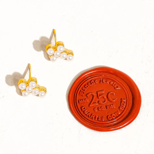 Telo 18K Non-Tarnish Pearl Cross Stud