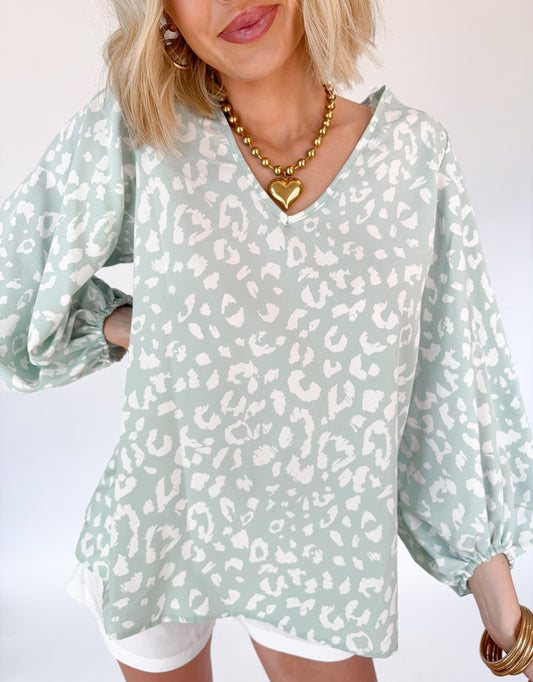 Spring Leopard Top- green
