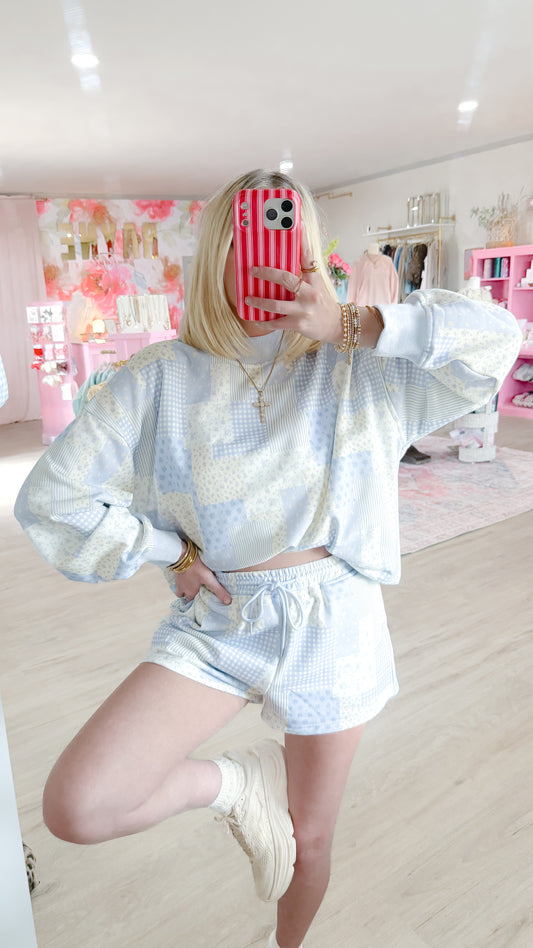 floral blues sweatshirt