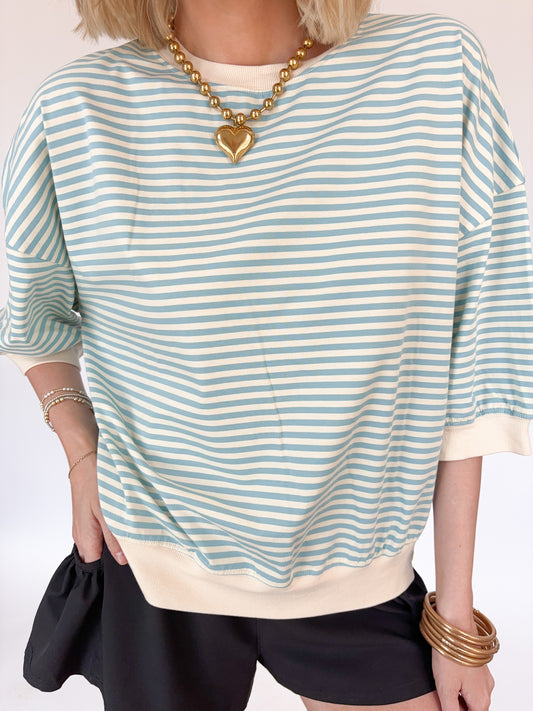 Daily Stripe Top- teal