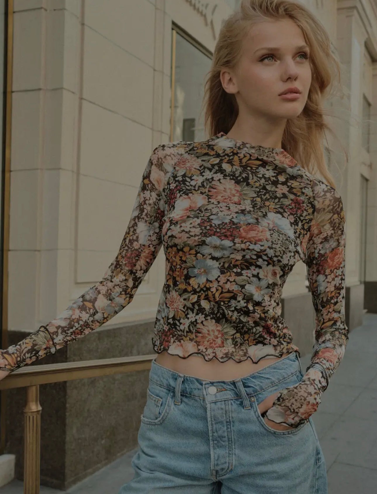 floral mesh top