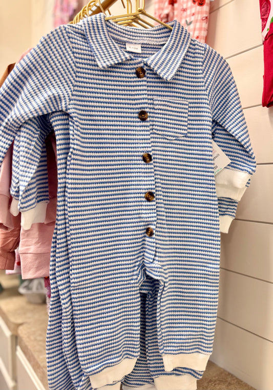 Boys Blue Striped Romper